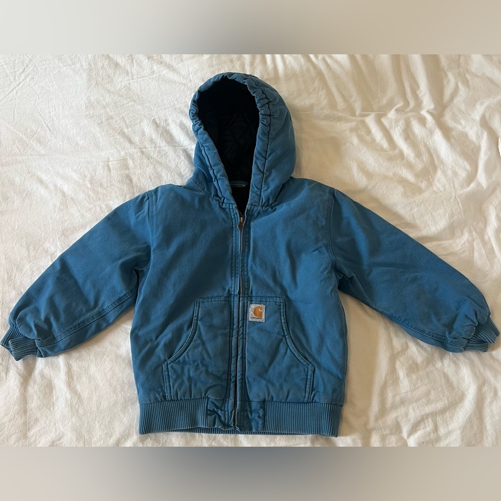 Vintage blue Carhartt canvas quilted jacket. Kids size 7-8